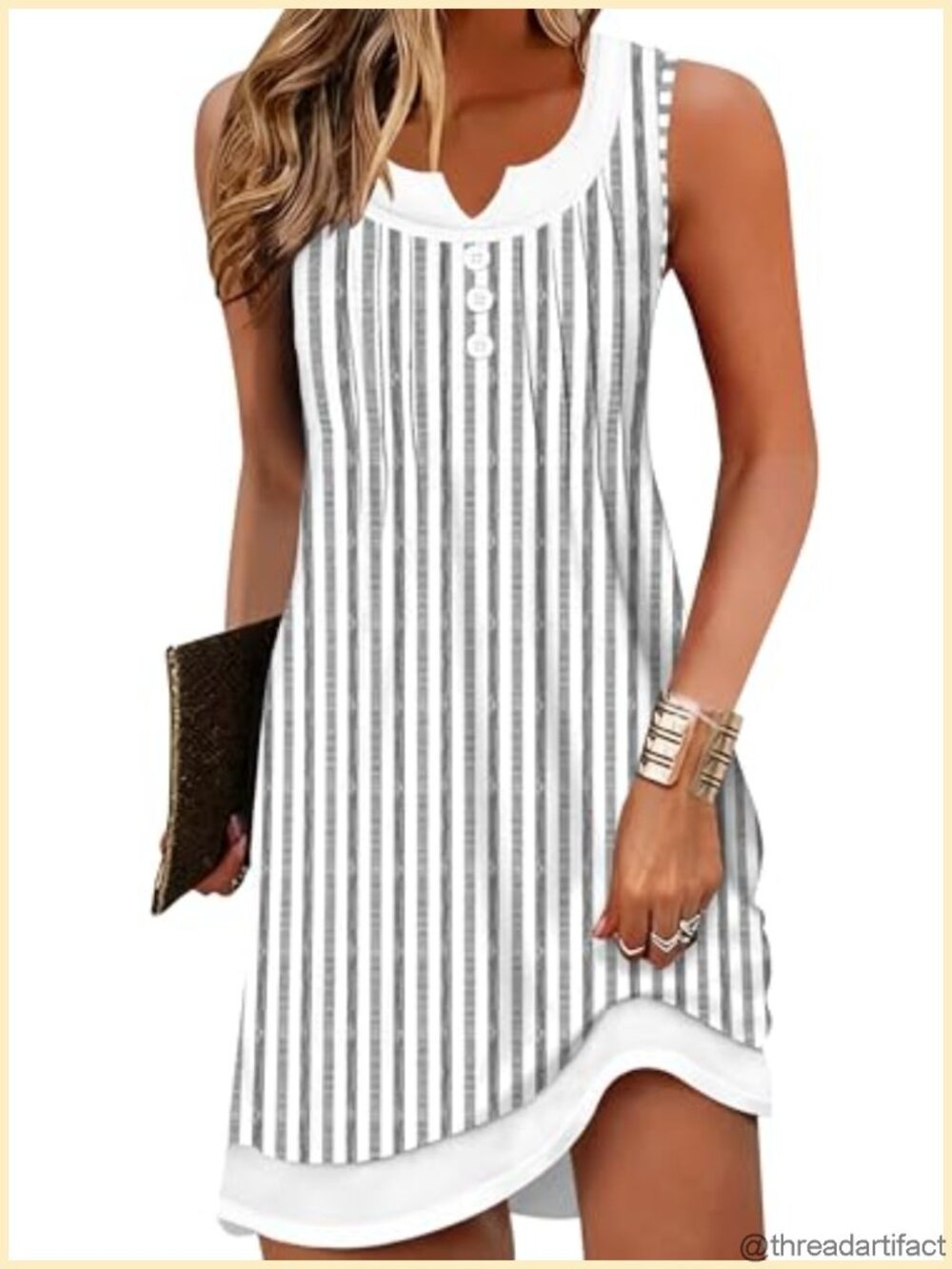 Women's Summer Beach Sundress Coverup Sleeveless Pleated Swing Dress